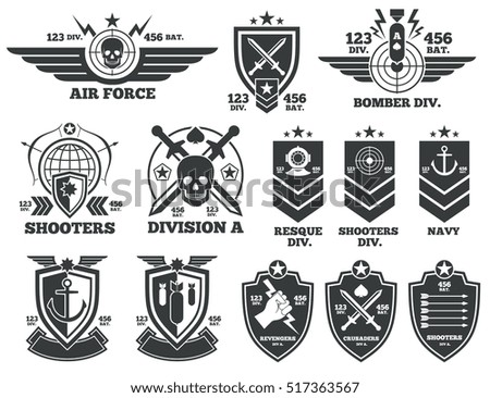 stock photo vintage military labels and patches emblem and military badge patch insignia for army and 517363567