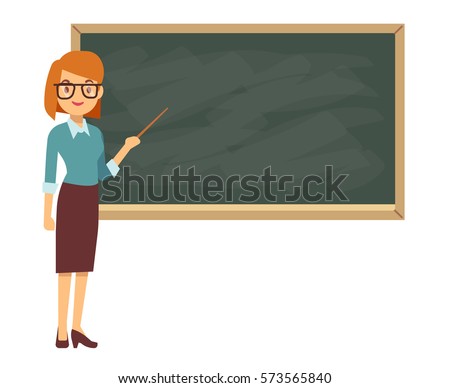 Young Female Teacher On Lesson Blackboard Stock Vector 573565840 ...