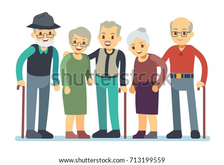 Group Old People Cartoon Characters Happy Stock Vector 713199559 ...