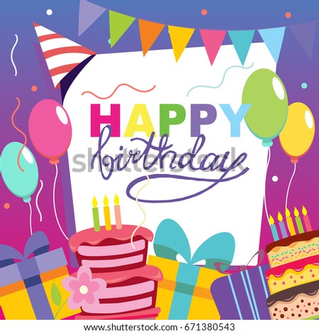 Happy Birthday Vector Card Hand Drawn Stock Vector 671380543 - Shutterstock