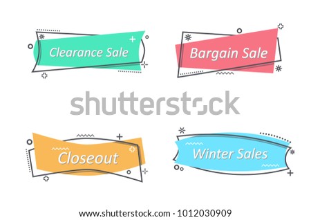 flat linear promotion ribbon banner scrollのベクター画像素材