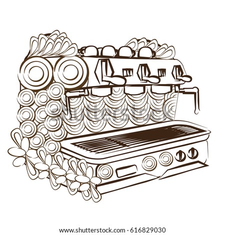 Line Art Design Coloring Page Coffee Machine Line Art Design Coloring Page Coffee Machine