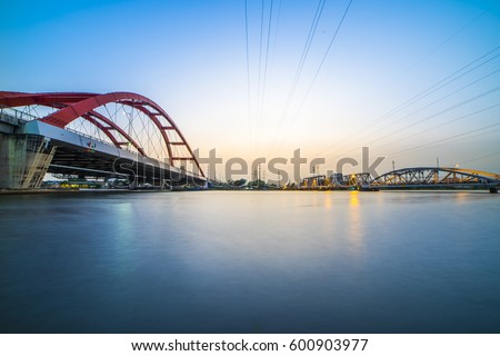 HO CHI MINH CITY, VIET NAM - MARCH 15, 2017: Binh Loi bridge old and new in the same photo, Sai Gon, Viet Nam.