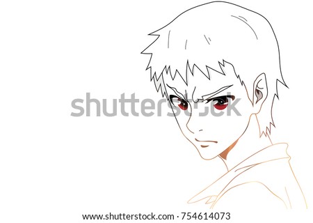 Anime eyes anime face with red eyes on white background for cartoon vector illustration Anime eyes anime face with red eyes on white background for cartoon vector illustration