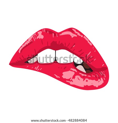 Biting Her Red Lips Teeth Pop Stock Vector 102576569 - Shutterstock