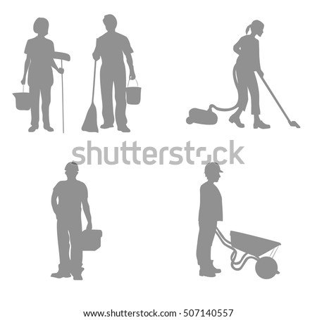 Workers silhouettes. vector illustration.