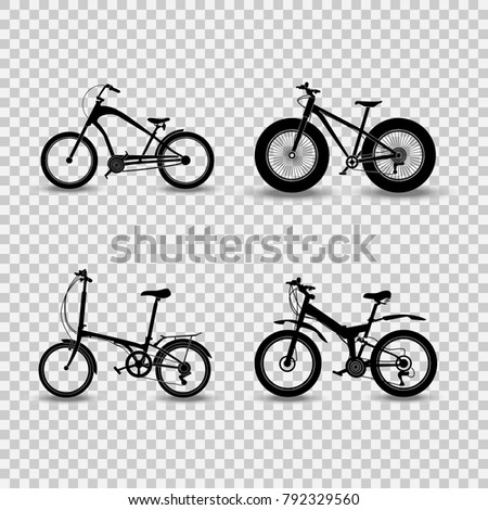 Set Of Bikes IconsVector Illustration On The Transparent Background Set Of Bikes IconsVector Illustration On The Transparent Background