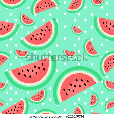 watermelon background on white polka dot with light green background color vector
