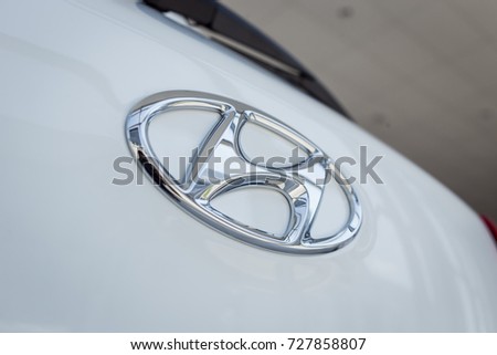01 of August,2017 - Vinnitsa,Ukraine - the logo of the brand HYUNDAI,HYUNDAI logo,HYUNDAI concept car,HYUNDAI Creta