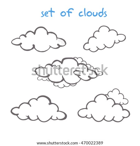  Drawing Pencil Set Clouds Vector Illustration 