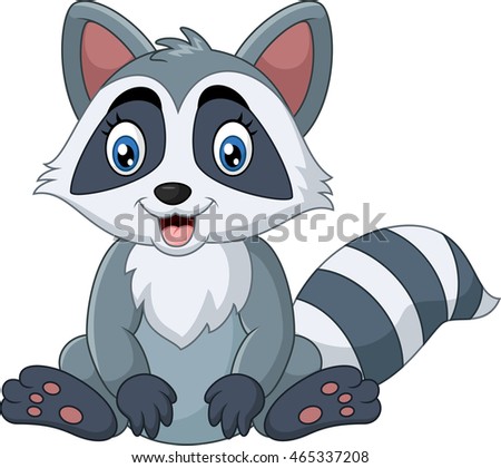 Illustration Cute Funny Cartoon Raccoon Stock Vector 80949373 ...