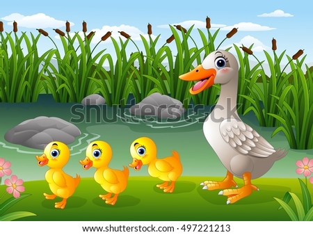 Cartoon Duck Family Stock Vector 497221213 - Shutterstock