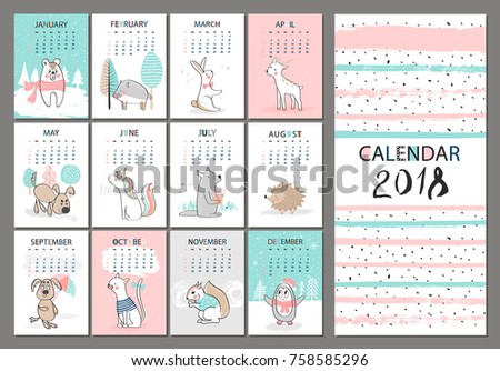 2018 vertical monthly calendar