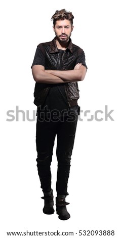 Portrait of a pensive handsome man over white background