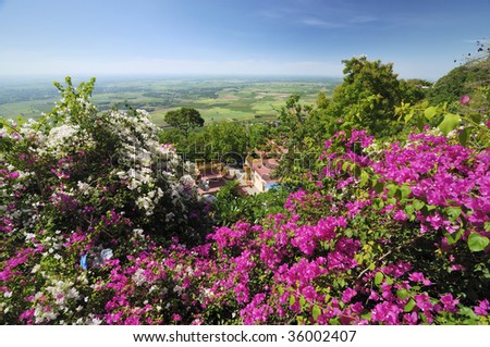 View from the mountain of the black lady, temple of Nui Ba Den, Tay Ninh, Vietnam