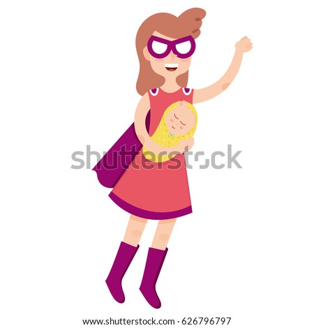 Vector Super mom and baby, Mother´s day