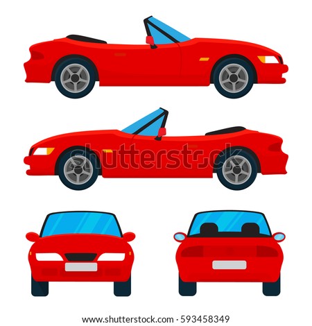 Vector Red Car Four Views Top 스톡 벡터 593458349 - Shutterstock