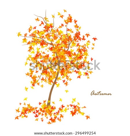 Autumn Maple Tree Falling Leaves Vector Stock Vector 111850397