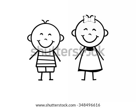 Stick Figure Boy Girl Stock Illustration 348496616 - Shutterstock