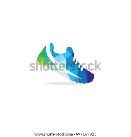 Low poly man's colorful sneakers isolated. polygonal shoe vector, fashion, sport style, abstract geometry shoes illustration