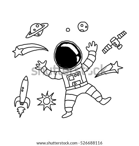 Astronaut Space Doodle Stock Vector 526688116 - Shutterstock