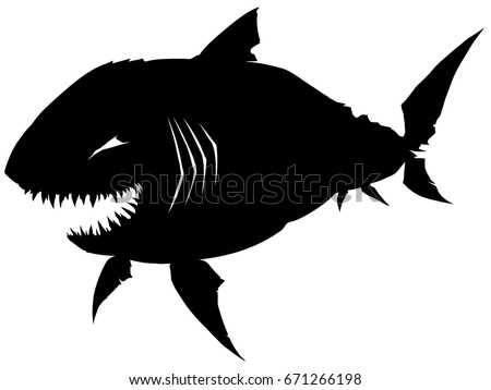 Black Graphic Silhouette Monster Fish Big Stock Vector ...