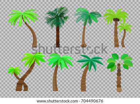 Palm Tree Isolated Cartoon Style Set Stock Vector 704490676 - Shutterstock