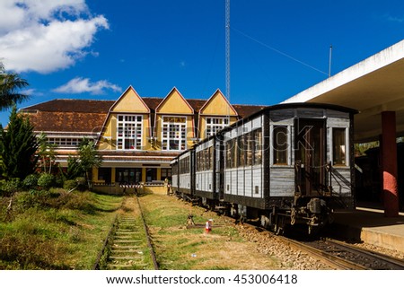 Travel by train at Da Lat train station.