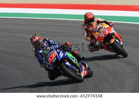 MUGELLO - ITALY, JUNE 3: Spanish Yamaha rider Maverick Vinales during the qualifying of the 2017 MotoGP OAKLEY GP of Italy at Mugello circuit on June 3, 2017 in Italy.
