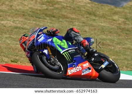 MUGELLO - ITALY, JUNE 3: Spanish Yamaha rider Maverick Vinales during the qualifying of the 2017 MotoGP OAKLEY GP of Italy at Mugello circuit on June 3, 2017 in Italy.