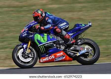 MUGELLO - ITALY, JUNE 3: Spanish Yamaha rider Maverick Vinales during the qualifying of the 2017 MotoGP OAKLEY GP of Italy at Mugello circuit on June 3, 2017 in Italy.