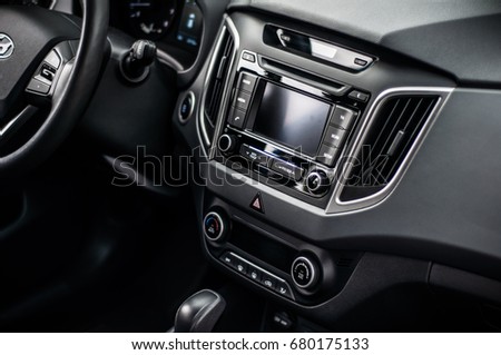 MOSCOW, RUSSIA - JUNE 25, 2017 Hyundai Creta / Hyundai ix25, interior view. Test of new Hyundai Creta / Hyundai ix25. This car is 4WD compact crossover SUV. 2.0