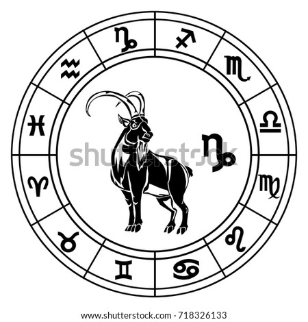 Capricorn Astrological Circle Black Vector Illustration Stock Vector ...