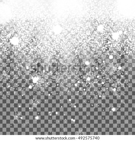 Falling Christmas Shining transparent beautiful snow isolated on transparent background. Snowflakes, snowfall. snowflake vector. Vector illustration