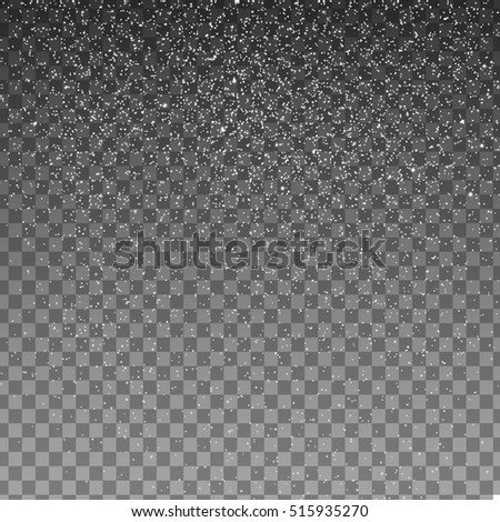 Stock vector illustration falling snow isolated on transparent background . Snowflakes, snowfall. Vector illustration. Fall of snow. EPS 10
