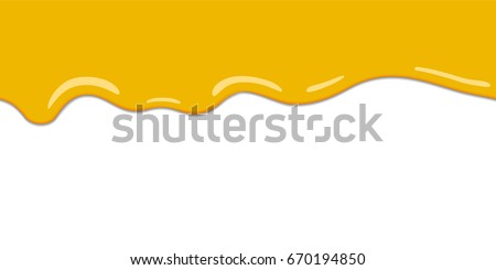 Yellow drips on white back. Lemon jelly or honey drops vector. Seamless horizontal background. Cartoon style