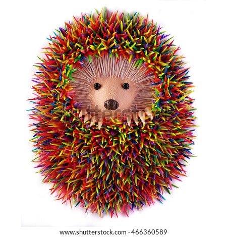 Colorful Cute Hedgehog Cartoon Isolate On Stock Photo ...