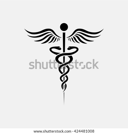 Caduceus of Hermes healthcare flat icon.