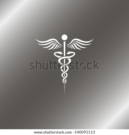 Caduceus of Hermes healthcare flat icon.