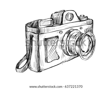 Sketch Of Vintage Camera Show Outline Drawing Art For Decoration Illustration Sketch Of Vintage Camera Show Outline Drawing Art For Decoration Illustration