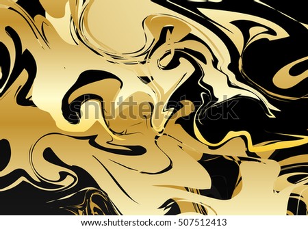 Marble design. Retro graphic. Christmas ornament. Gold background. Vintage wallpaper. Contrast pattern. Hipster print. Futuristic art. Watercolor backdrop. Vector illustration.