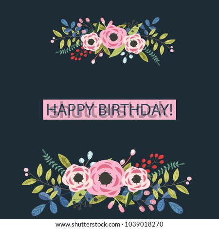 Happy Birthday Flowers Card Universal Card Stock Vector 1039018270 ...