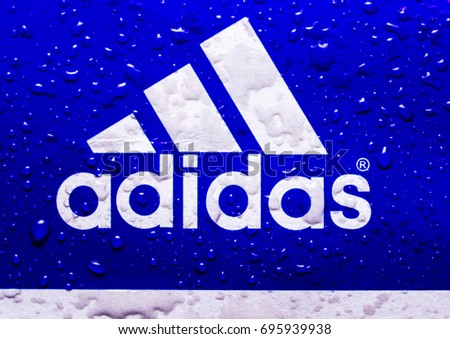 Drops of water on the logo ADIDAS
