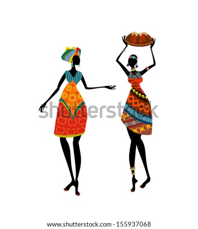 African Women Traditional Dress Stock Vector 95864269 - Shutterstock