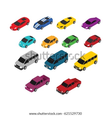 Isometric Cars Sedan Set Urban Transport Stock Illustration 419153920