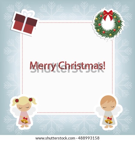 children's Christmas frame. template baby Christmas for greeting or invitation. Sketch for a photo or scrapbook. Christmas vector illustration