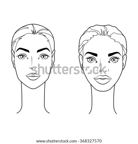 Ink Drawing Male Female Faces Stock Vector 145886117 - Shutterstock