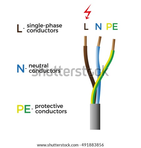 Cleared Electric Power Cable Vector Illustration 스톡 벡터  