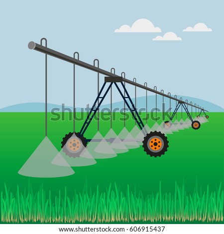 Center pivot irrigation. Vector illustration