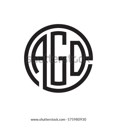 Initial Three Letter Logo Circle Black Stock Vector Initial Three Letter Logo Circle Black Stock Vector